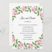 Bruiloft uitnodiging-roze rozen kaart (Voorkant / Achterkant)