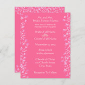 Bruiloft uitnodiging Roze Swirls en Bloemen (Voorkant / Achterkant)