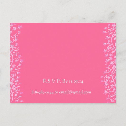 Bruiloft uitnodiging Roze Swirls en Bloemen (Achterkant)