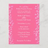 Bruiloft uitnodiging Roze Swirls en Bloemen (Voorkant)