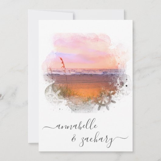 *~* BRUILOFT UITNODIGING + RSVP - QR Beach AR7 (Voorkant)