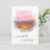 *~* BRUILOFT UITNODIGING + RSVP - QR Beach AR7 (Staand voorkant)