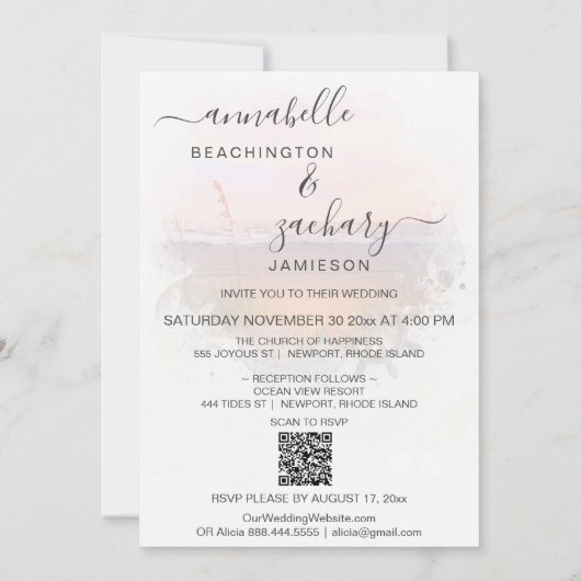 *~* BRUILOFT UITNODIGING + RSVP - QR Beach AR7 (Achterkant)