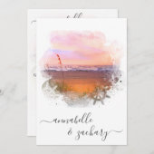 *~* BRUILOFT UITNODIGING + RSVP - QR Beach AR7 (Voorkant / Achterkant)