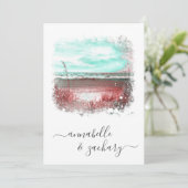 *~* BRUILOFT UITNODIGING + RSVP - Strand QR AR7 (Staand voorkant)