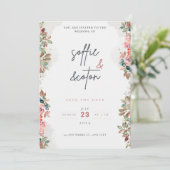 Bruiloft uitnodiging set Wildflower beige bruiloft (Staand voorkant)