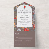 Bruiloft Uitnodiging Spaans Engels Rsvp FOLKART (Binnen)