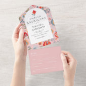 Bruiloft Uitnodiging Spaans Engels Rsvp FOLKART (Afscheurbaar)