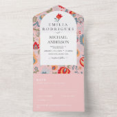 Bruiloft Uitnodiging Spaans Engels Rsvp FOLKART (Binnen)