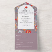 Bruiloft Uitnodiging Spaans Engels Rsvp FOLKART (Binnen)