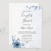 Bruiloft uitnodiging template voor blauwe koppels (Voorkant / Achterkant)