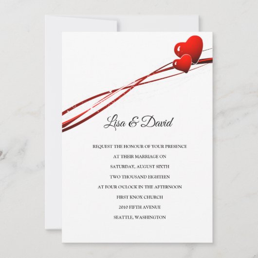 Bruiloft uitnodiging-twee harten kaart (Voorkant)