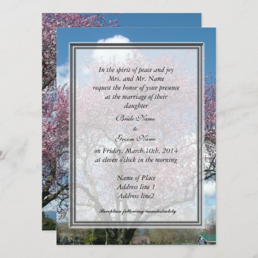 bruiloft, uitnodiging van de ouder van bride (Voorkant / Achterkant)