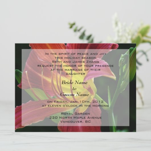 bruiloft, uitnodiging van de ouders van bride (Staand voorkant)