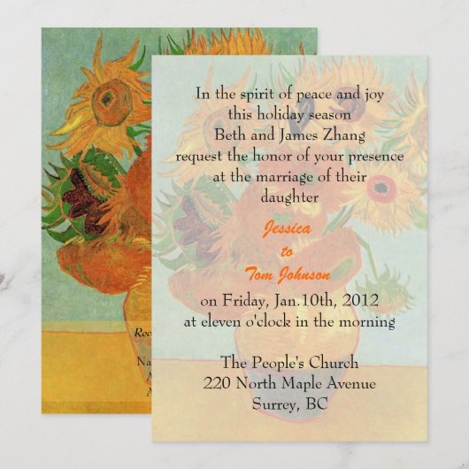 bruiloft, uitnodiging van de ouders van bride (Voorkant / Achterkant)