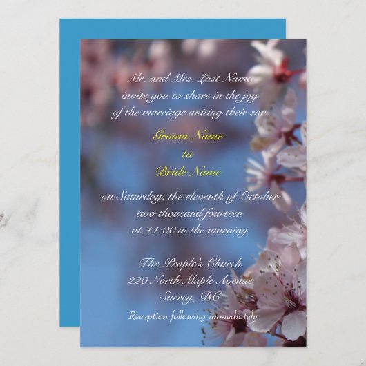 bruiloft , uitnodiging van de ouders van groom - b (Voorkant / Achterkant)