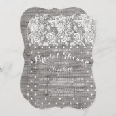 Bruiloft uitnodiging van ruwe jute kant grijs (Voorkant / Achterkant)