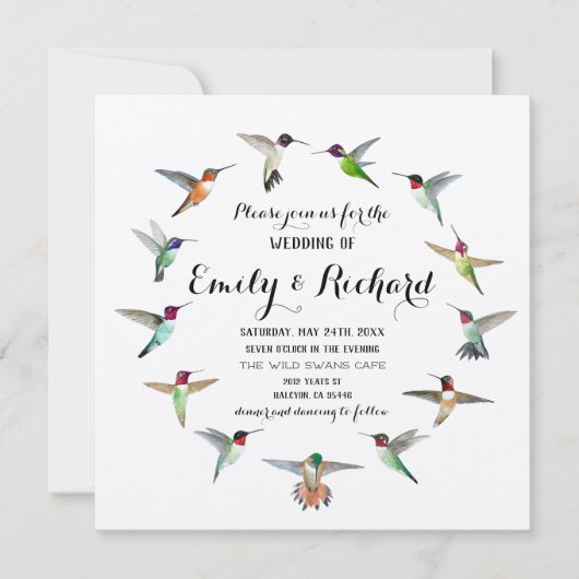 Bruiloft uitnodiging voor kolibries (Voorkant)