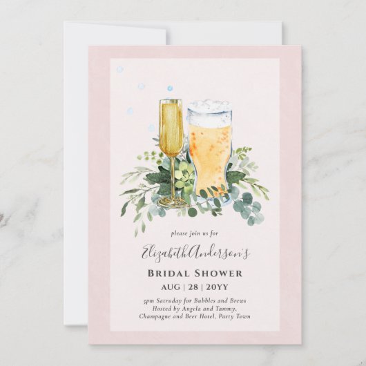 Bruiloft uitnodiging voor koppels: Bubbles en Brou (Voorkant)