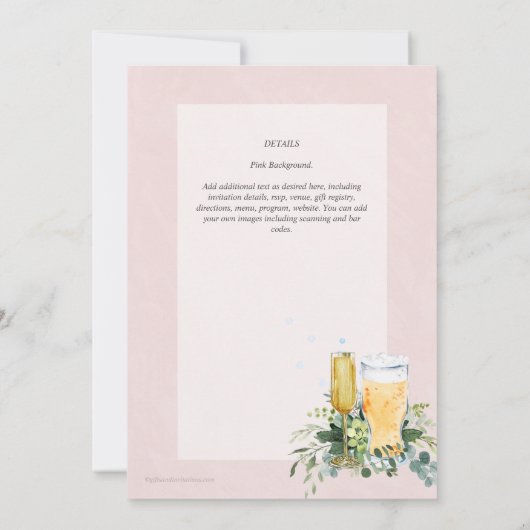 Bruiloft uitnodiging voor koppels: Bubbles en Brou (Achterkant)