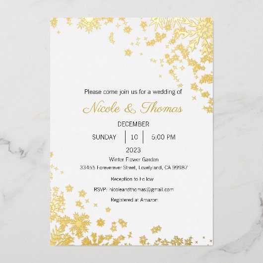 Bruiloft uitnodiging, Winter bruiloft Folie uitnod Folie Uitnodiging (Voorkant)