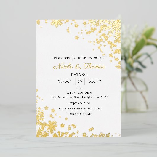 Bruiloft uitnodiging, Winter bruiloft Folie uitnod Folie Uitnodiging (Staand Voorkant)