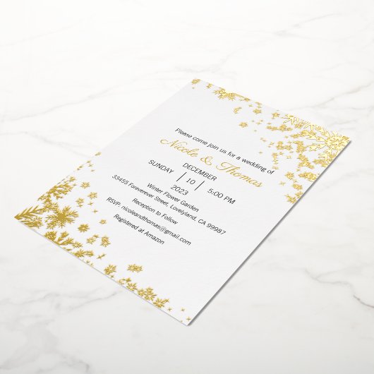 Bruiloft uitnodiging, Winter bruiloft Folie uitnod Folie Uitnodiging (Gedraaid)