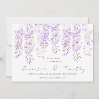 Bruiloft uitnodiging wisteria in bloei waterverf