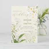 Bruiloft Uitnodiging witte bloemen tuin schilderij (Staand voorkant)