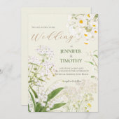 Bruiloft Uitnodiging witte bloemen tuin schilderij (Voorkant / Achterkant)