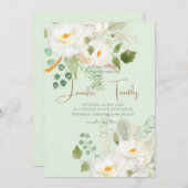 Bruiloft Uitnodiging witte camelia bloemen (Voorkant / Achterkant)