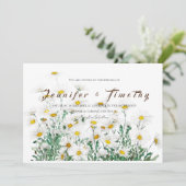 Bruiloft uitnodiging witte daisy inkt en waterverf (Staand voorkant)