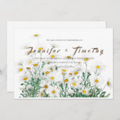 Bruiloft uitnodiging witte daisy inkt en waterverf (Voorkant / Achterkant)