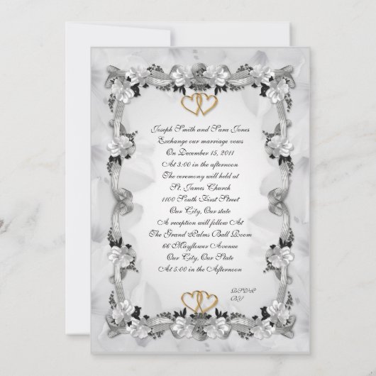 Bruiloft uitnodiging witte magnolia's (Achterkant)