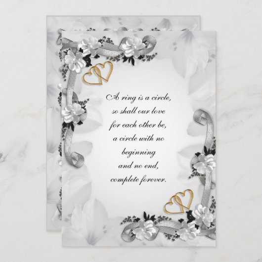 Bruiloft uitnodiging witte magnolia's (Voorkant / Achterkant)