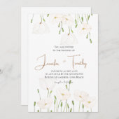Bruiloft Uitnodiging witte papaver bloemen (Voorkant / Achterkant)