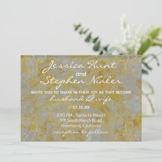 Bruiloft uitnodiging zilveren voering (Staand voorkant)