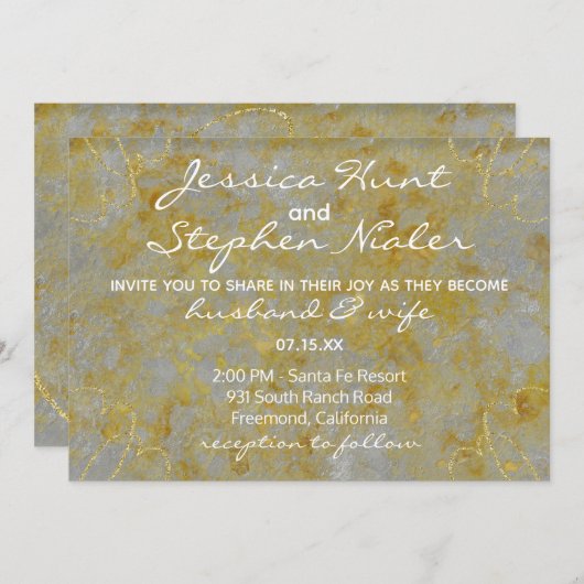 Bruiloft uitnodiging zilveren voering (Voorkant / Achterkant)