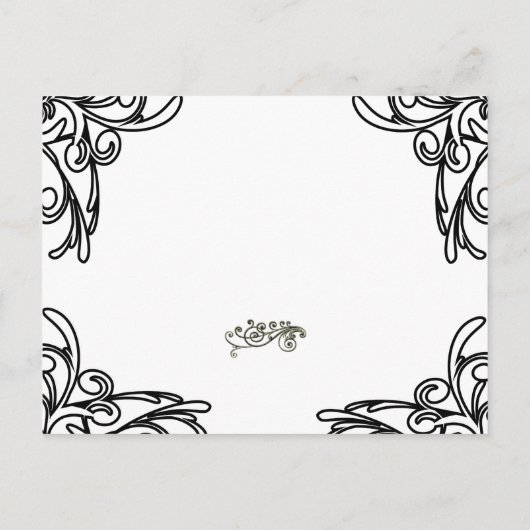 Bruiloft uitnodiging Zwarte hoeken wervelt op wit (Achterkant)