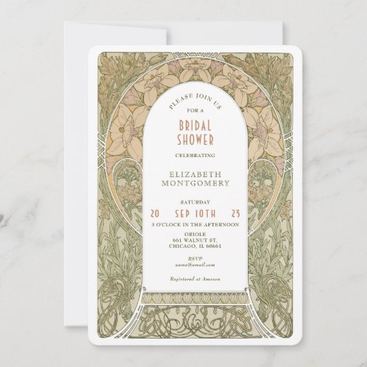 Bruiloft uitnodigingen Art Nouveau Deco vintage (Voorkant)