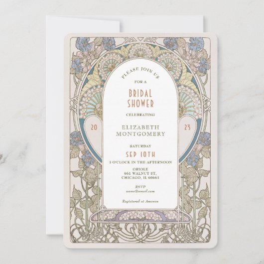 Bruiloft uitnodigingen Art Nouveau Deco vintage (Voorkant)