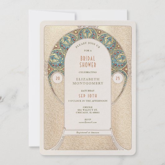 Bruiloft uitnodigingen Art Nouveau Deco vintage (Voorkant)