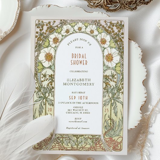 Bruiloft uitnodigingen Art Nouveau Deco vintage