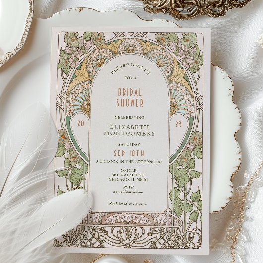 Bruiloft uitnodigingen Art Nouveau Deco vintage