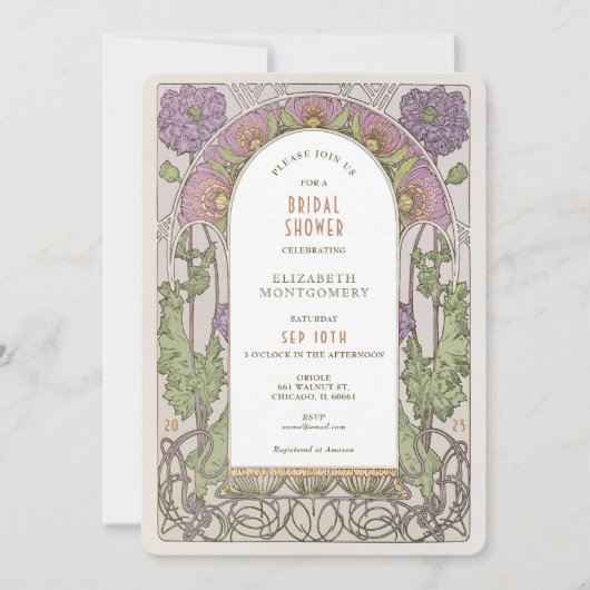 Bruiloft uitnodigingen Art Nouveau Deco vintage (Voorkant)