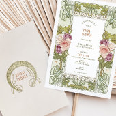 Bruiloft uitnodigingen Art Nouveau Roos Vintage