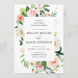 Bruiloft uitnodigingen, Bloemen, Elegant, Klassiek Kaart