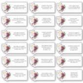Bruiloft uitnodigingen Bourgondische bloemen adres Sticker (Voorkant)