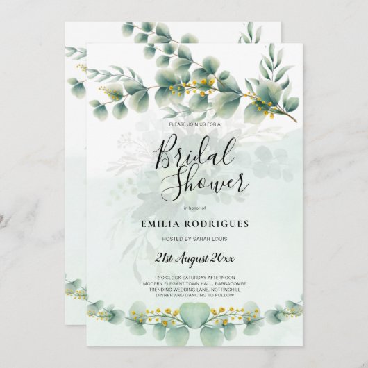 Bruiloft Uitnodigingen Budget Groen Blad Motief (Voorkant / Achterkant)