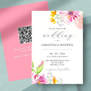 Bruiloft uitnodigingen Elegante Waterverf Bloemen